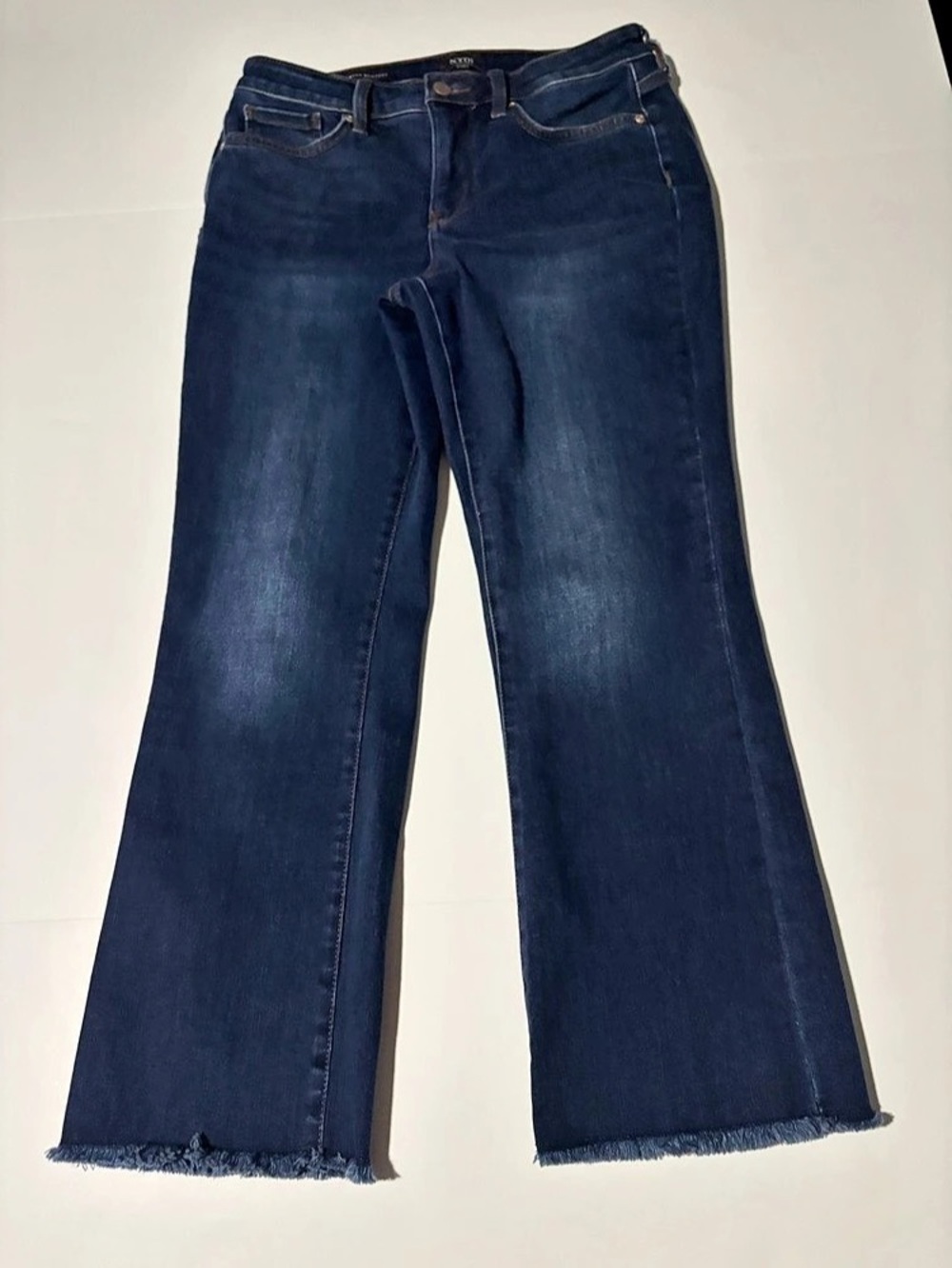 NYDJ Barbara Bootcut Jeans Lift x Tuck Dark Wash Frayed Hem - Size 6